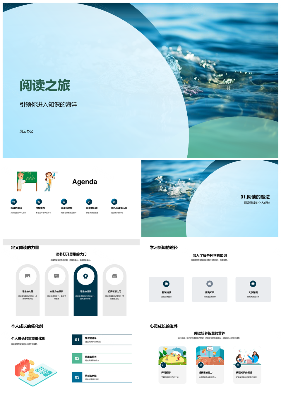 阅读知识海洋学习成长小王子哈利波特PPT模板