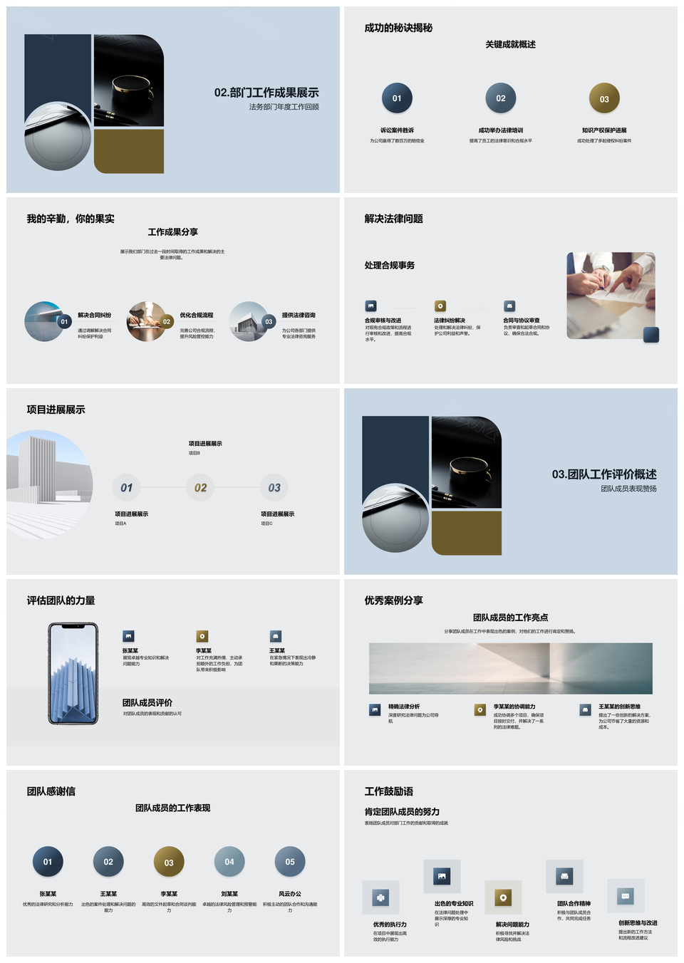 法务团队履职成果法槌护航进程展PPT模板