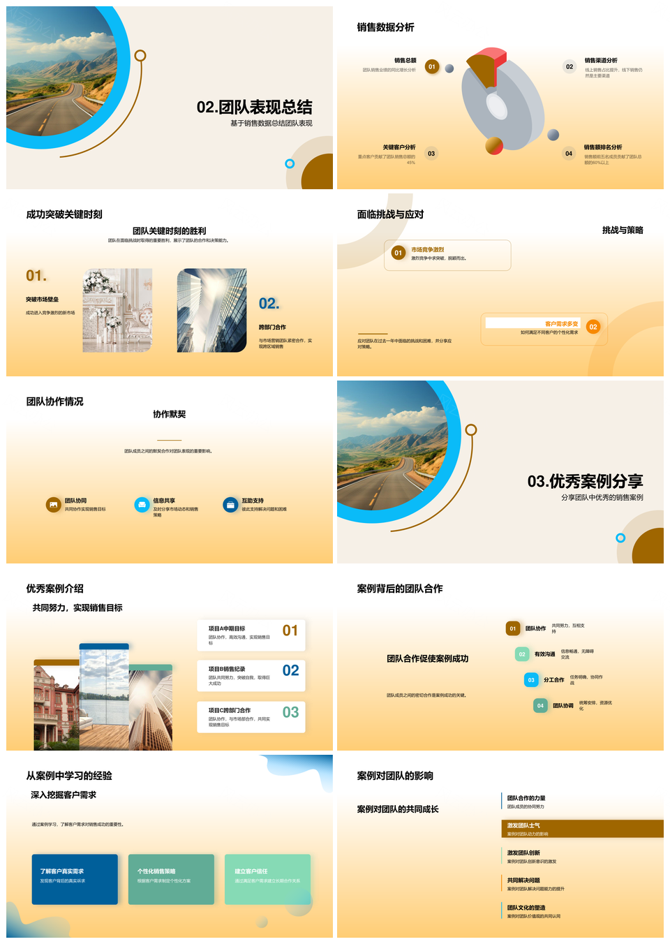 销售之路团队目标回顾展望行动案例数据分析PPT模板