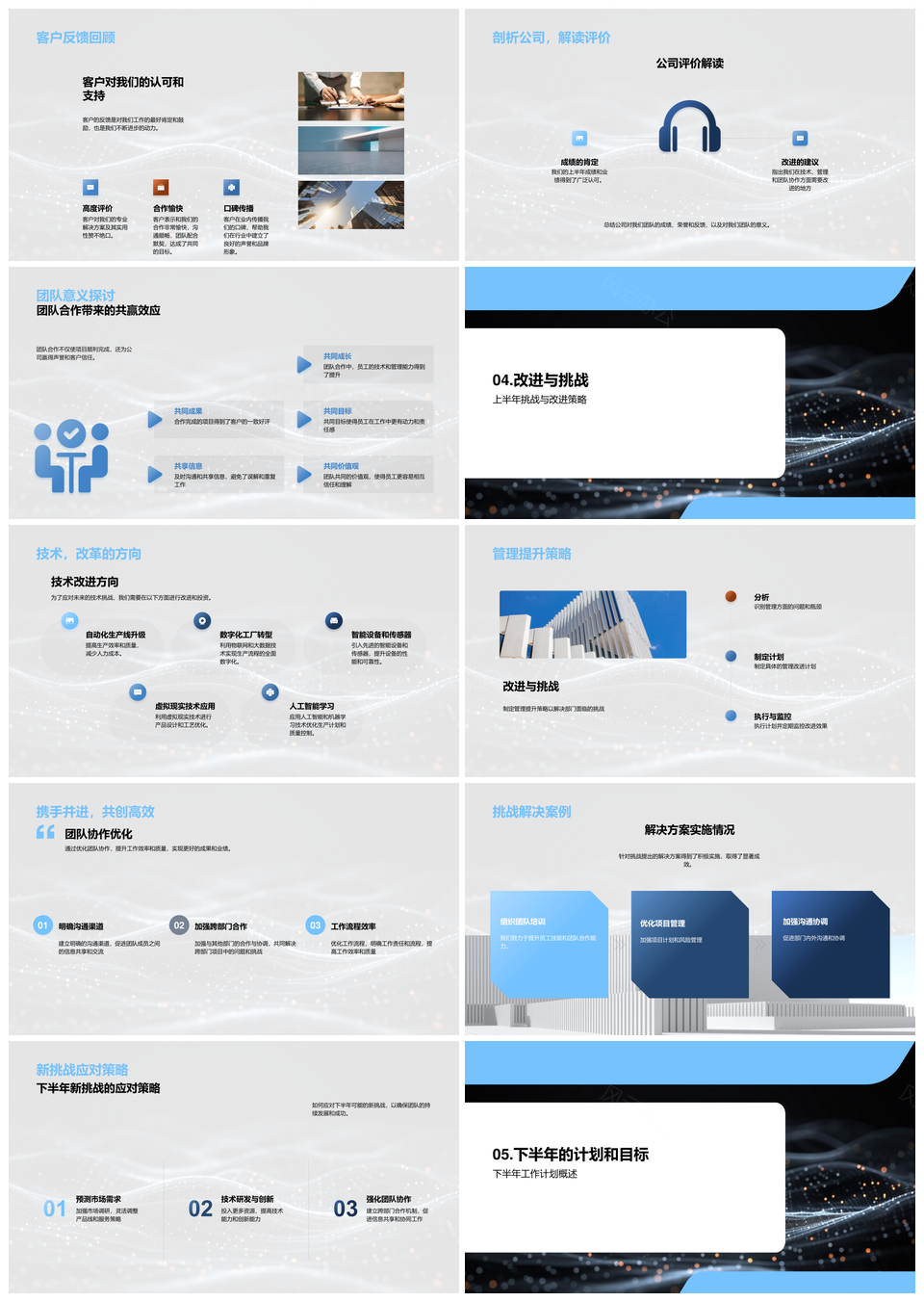 机械部半年总结核心项目团队贡献成就反馈PPT模板