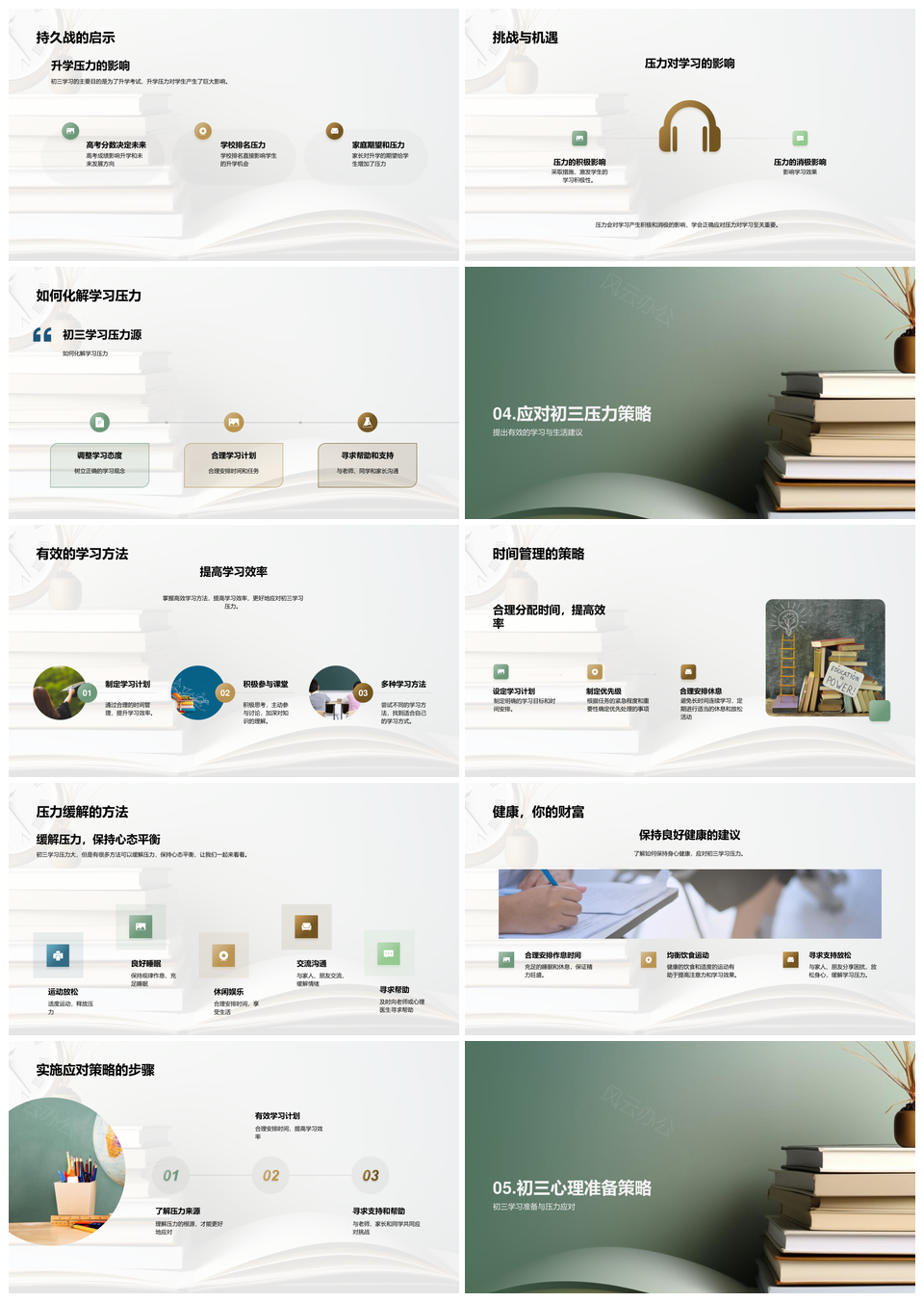 初三攻坚克难管时缓压护健康PPT模板