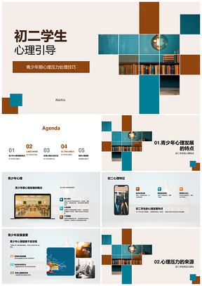 初二学生心理压力处理与青少年发展引导PPT模板