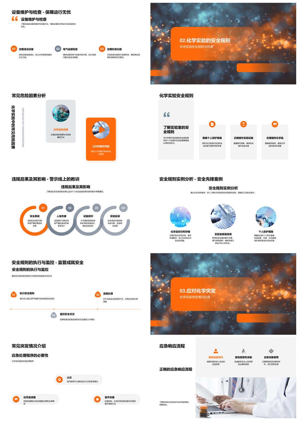 化学实验室安全设备应急处理危险分析布局PPT模板