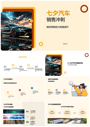 七夕汽车销售冲刺情侣购车浪漫驾享精准策略PPT模板