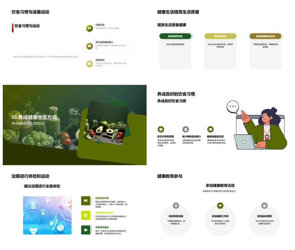 健康教育专家推广健康生活防慢病重饮食PPT模板