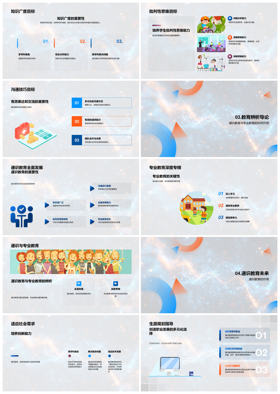 通识教育专业深广全球实践批判思维沟通全发展PPT模板