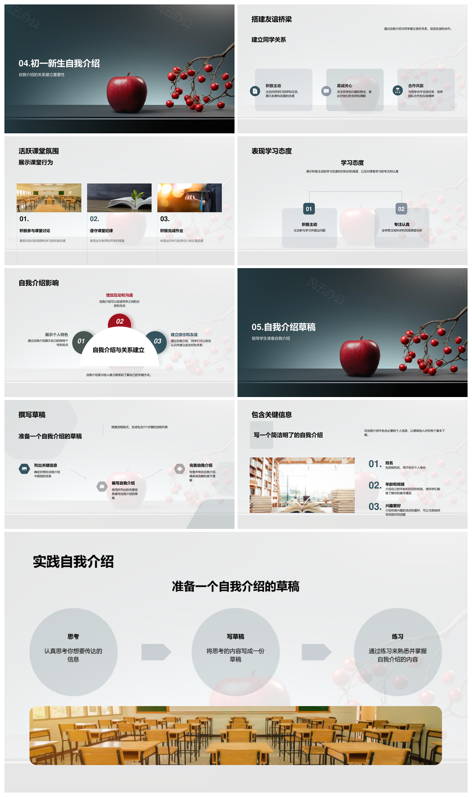 初一新生自我介绍技巧特色形象展示指导PPT模板