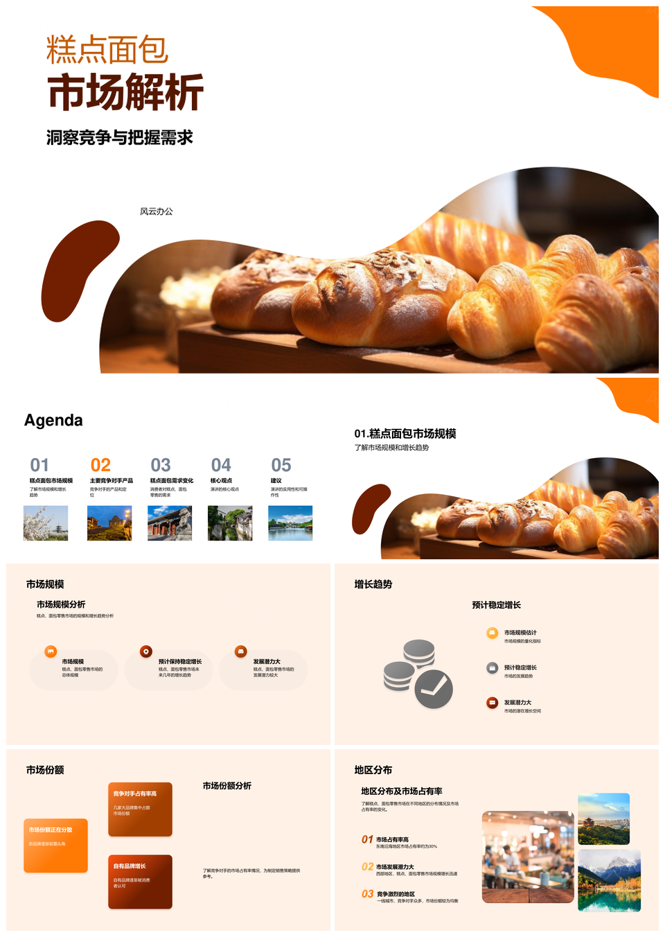 糕点面包零售市场趋势规模稳增竞争产品分析PPT模板