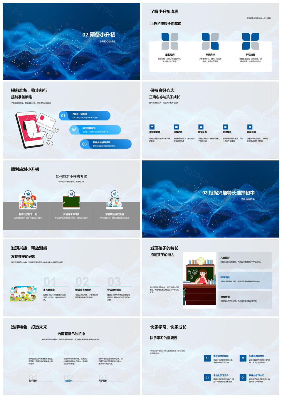小升初备战规划流程初中选择准备心态兴趣特长特色PPT模板