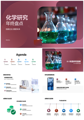 2025化学研究年终成果行业应用解决策略PPT模板