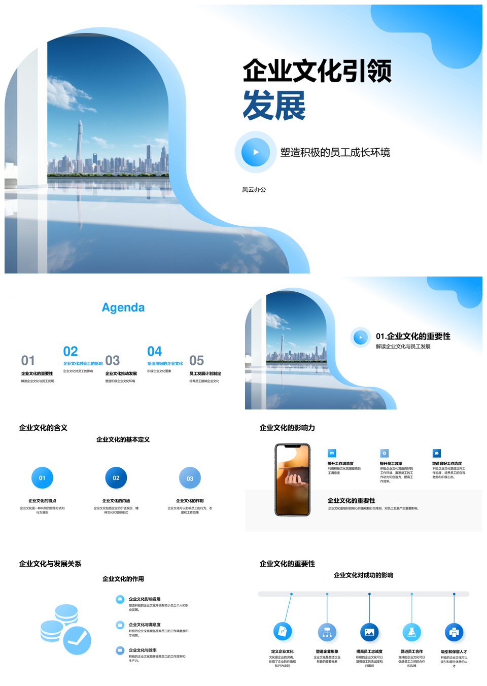 企业文化引领员工发展培训与成长环境PPT模板