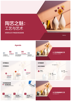 艺术陶瓷花瓶手工机器成型装饰烧制工艺PPT模板