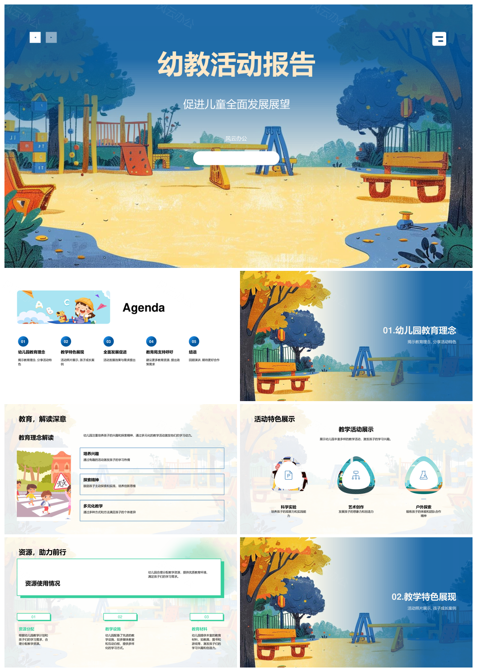 幼教活动教育理念特色资源成长案例师训报告PPT模板