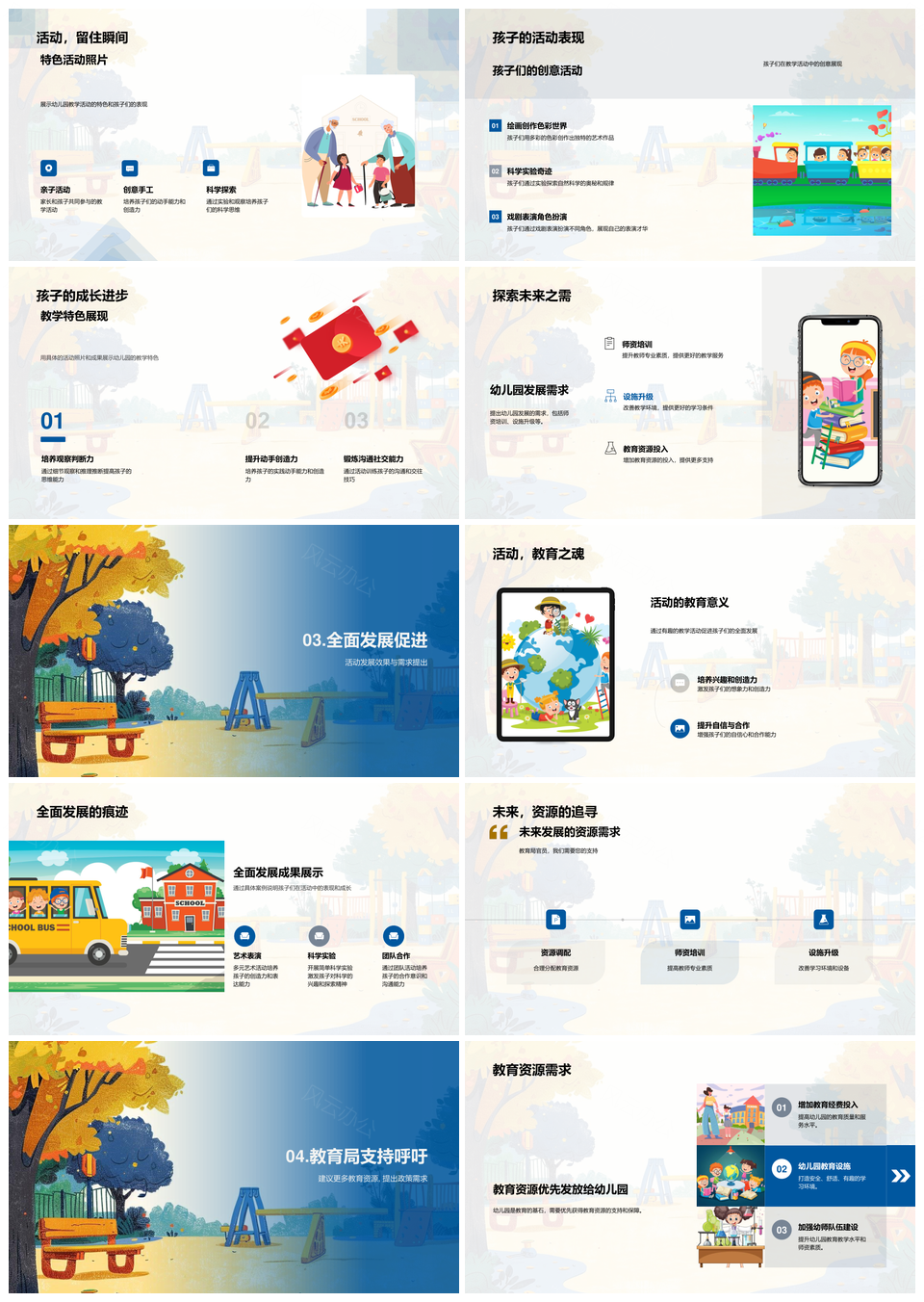 幼教活动教育理念特色资源成长案例师训报告PPT模板