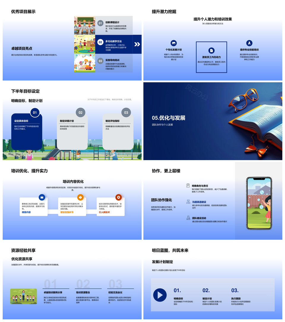 年中教培总结成效趋势规划反馈方法PPT模板