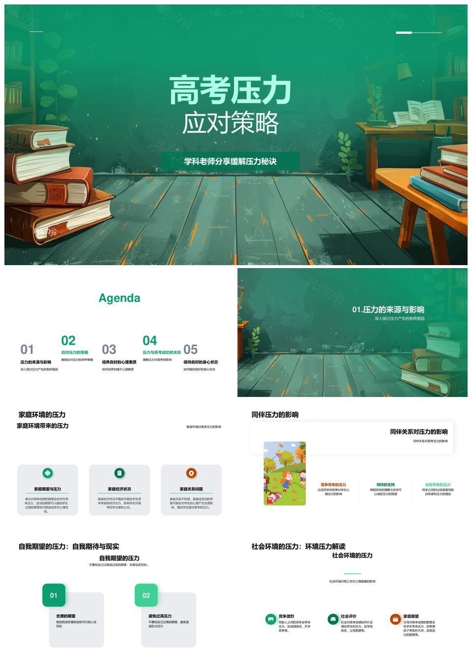 2025高考压力应对策略师生家长心理健康家庭环境PPT模板