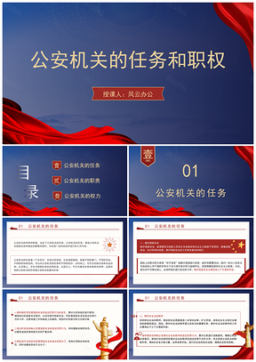 警察党课公安机关任务职权课件PPT模板