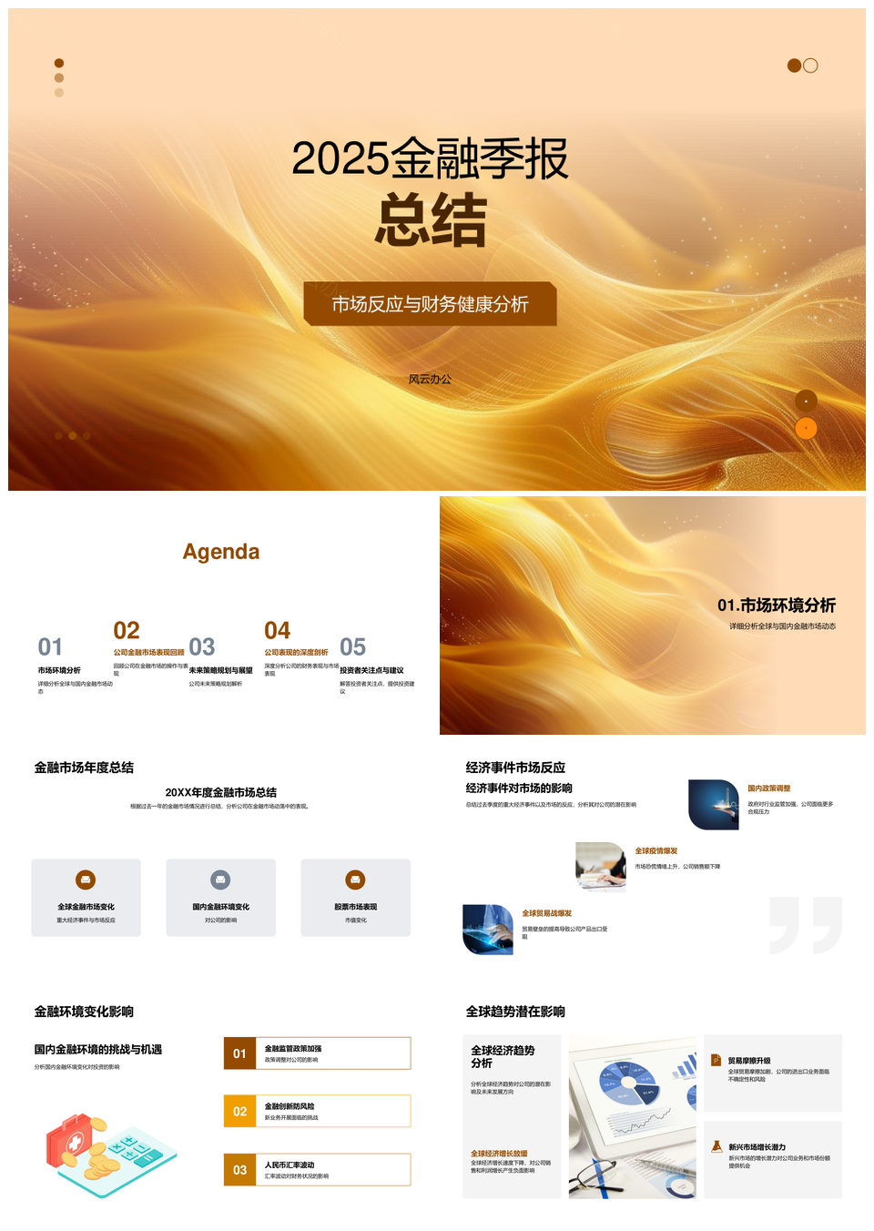 2025金融季报市场财务分析投资动向经济事件公司策略展望PPT模板