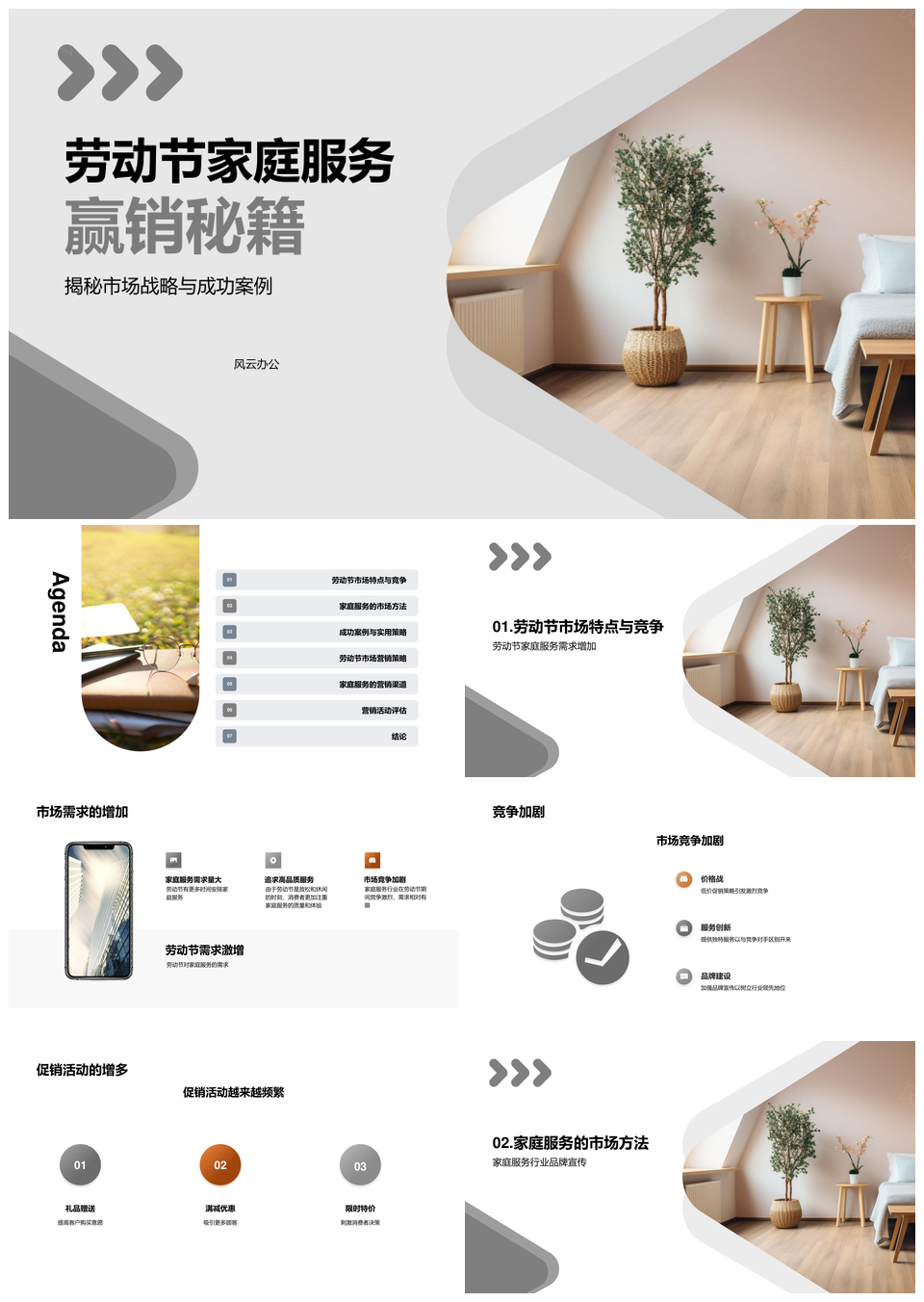 劳动节家庭服务促销热潮品牌推广竞争PPT模板