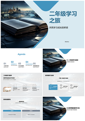二年级家校共育学习习惯目标环境共建PPT模板