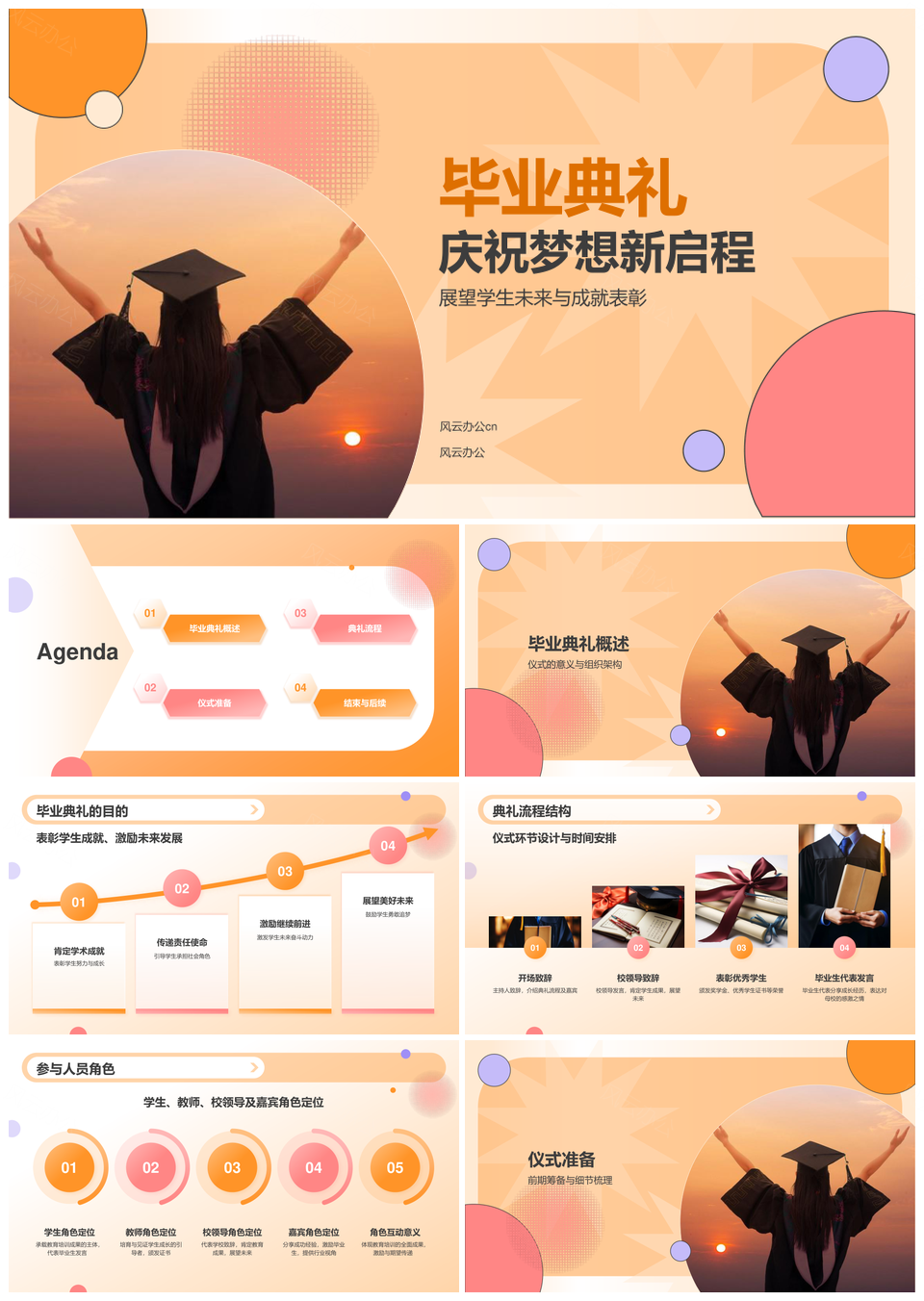 2025毕业典礼学位授予表彰成就致辞展望流程PPT模板