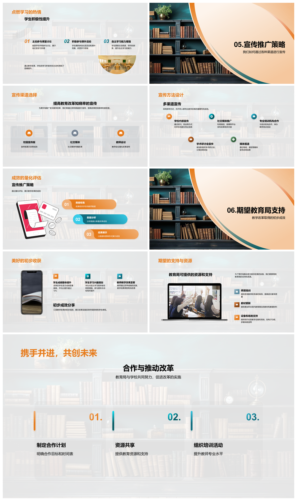 语文教改策略实施反馈效率宣传局支持PPT模板