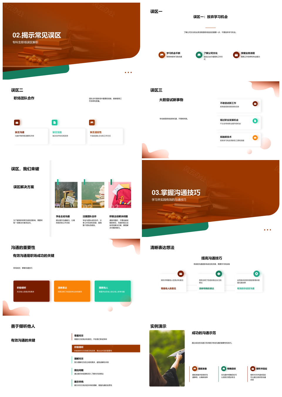 专科生职场适应沟通时间管理压力团队合作文化PPT模板