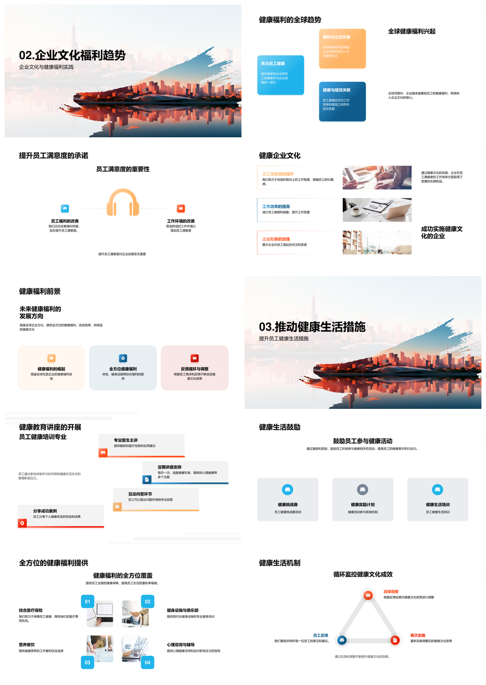 人力资源市场营销全方位健康福利构建企业健康文化PPT模板