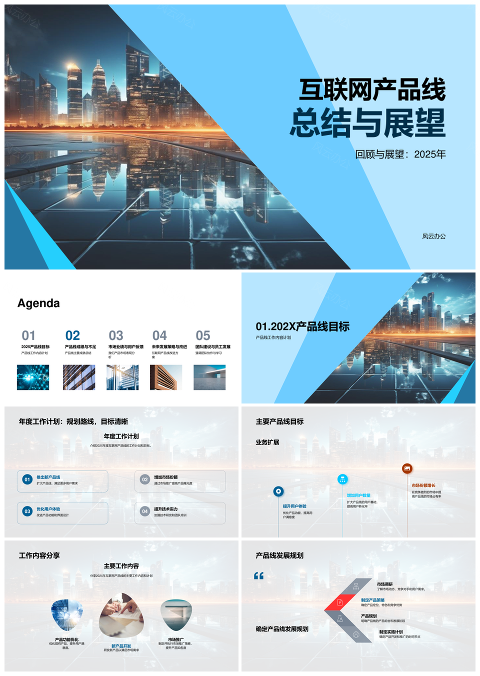 202X年互联网产品线成绩改进与业务展望PPT模板