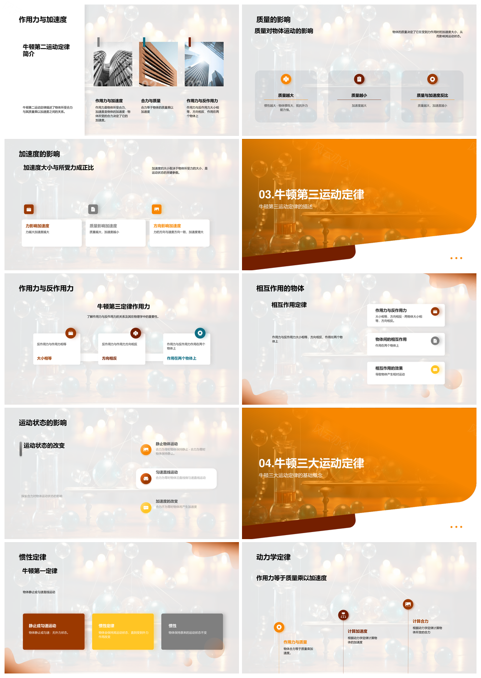 牛顿三大运动定律合力质量加速度解析PPT模板