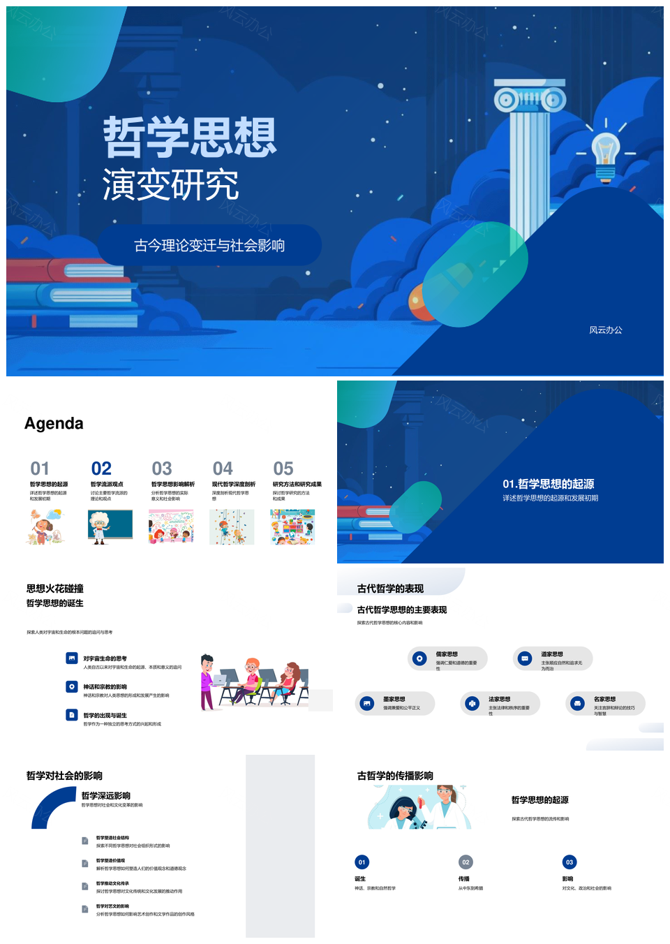 哲学思想古今理论变迁社会影响研究PPT模板