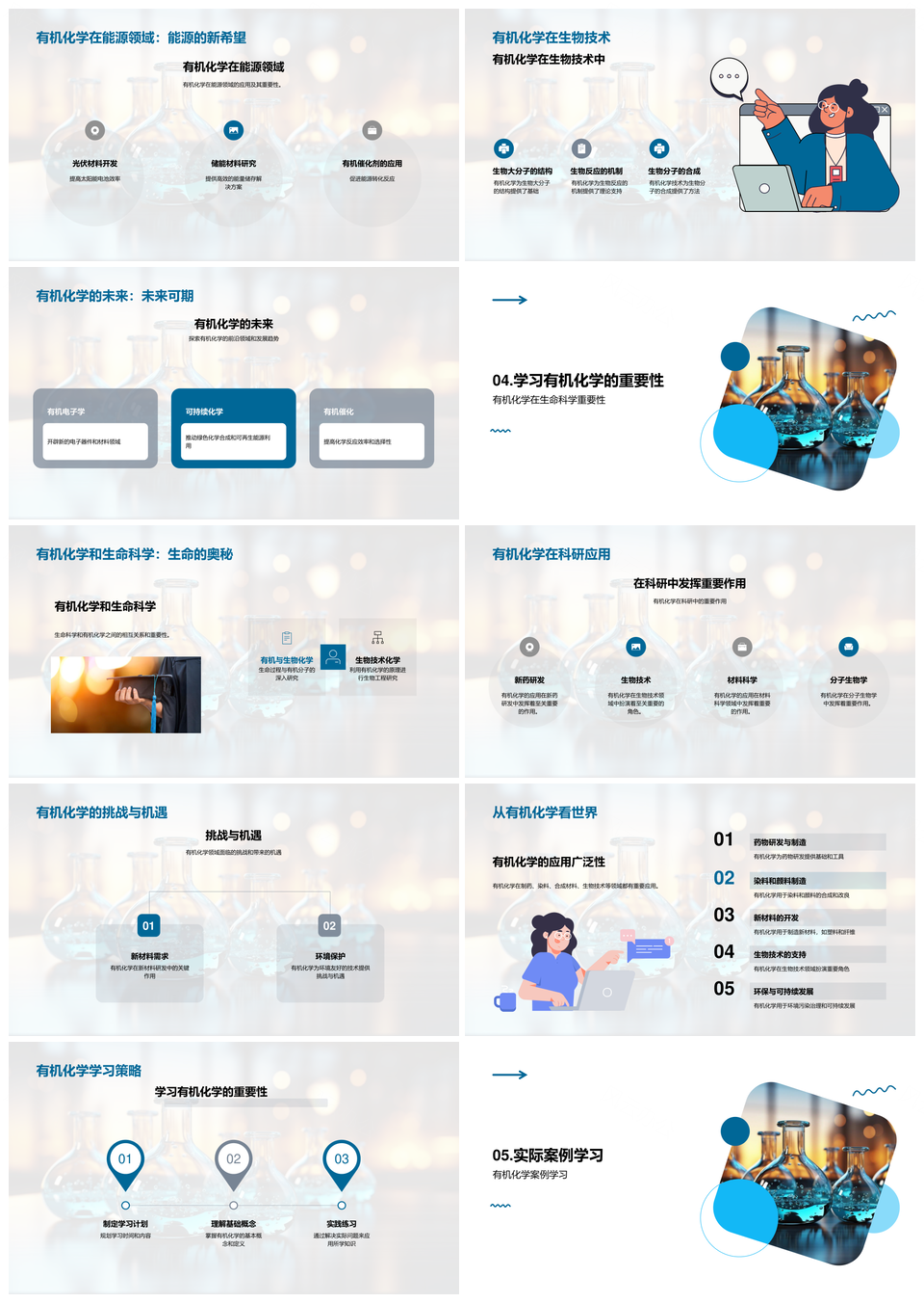 有机无机化学元素反应实验制药材料能源结构探秘PPT模板