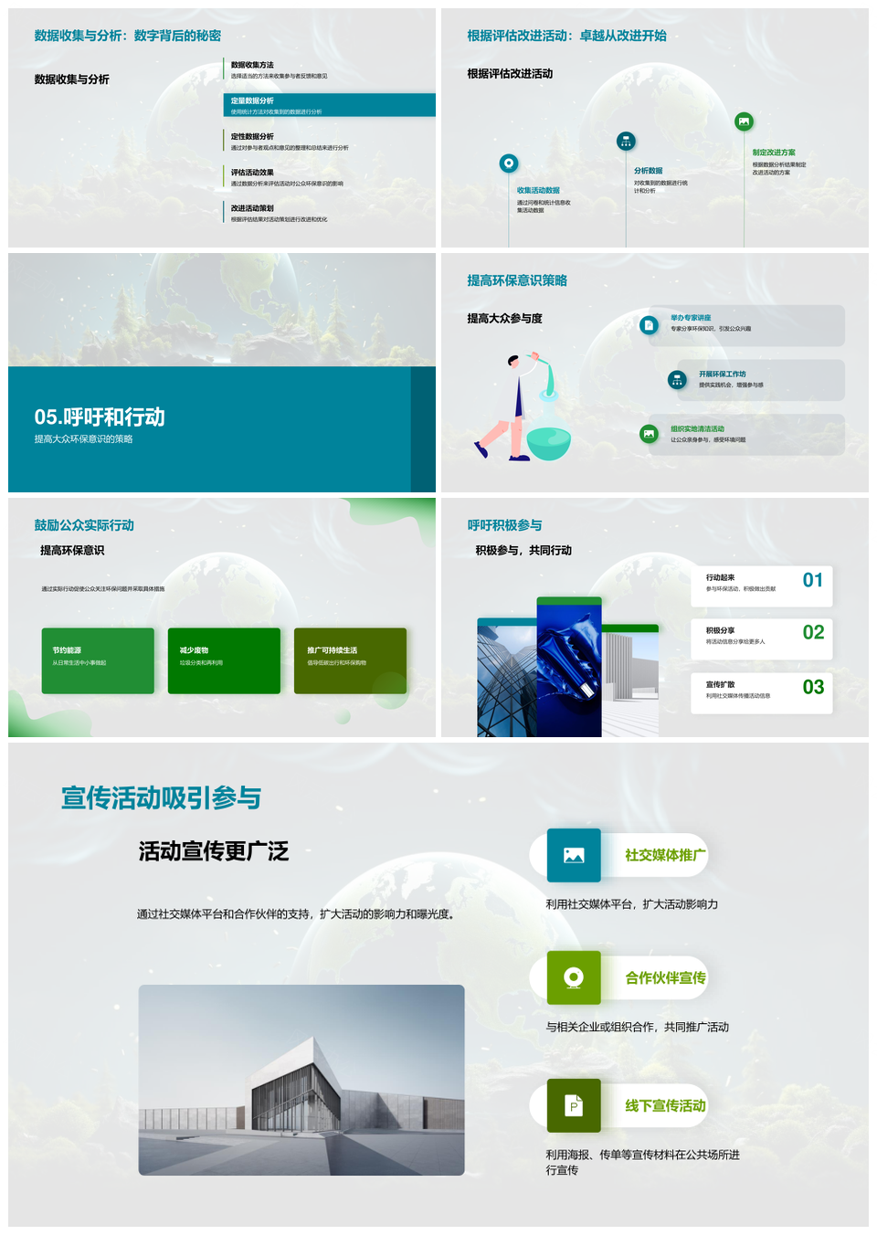 环保公益组织专家启航行动提升意识数据分析回收PPT模板