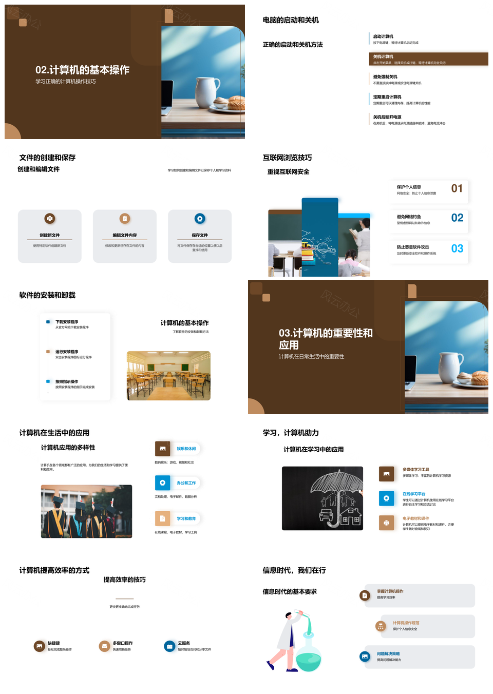 计算机硬件软件启动关机文件操作上网规范指南PPT模板