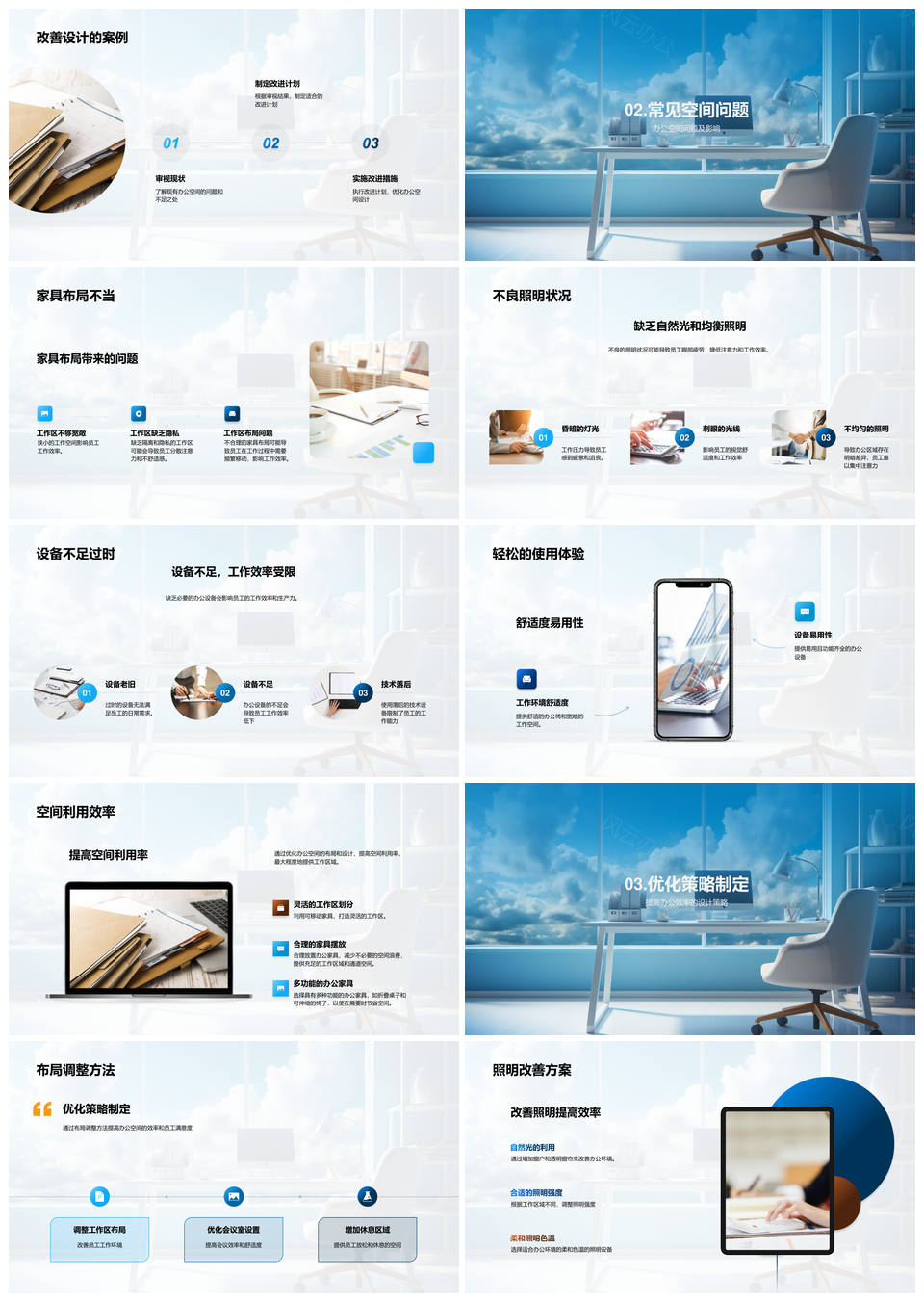 优化办公环境设计提效塑文化品牌优设备照明PPT模板