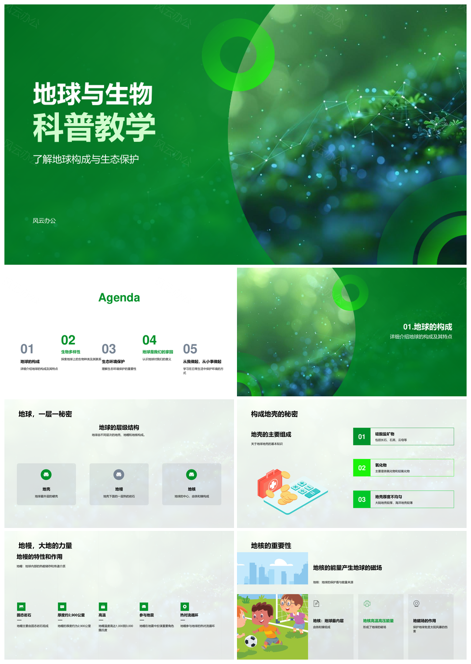 地球构成生态生物多样性科普教学PPT模板