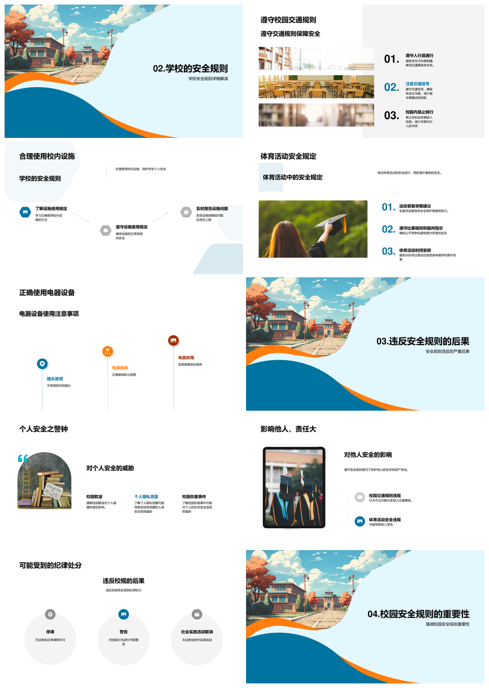 校园安全自护严守规则排查隐患PPT模板