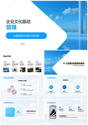 企业文化管理价值观使命团队商务培训媒体传媒企业大楼PPT模板