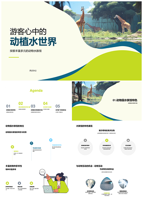 动物园水族馆旅游推广商业计划书创业路演PPT模板