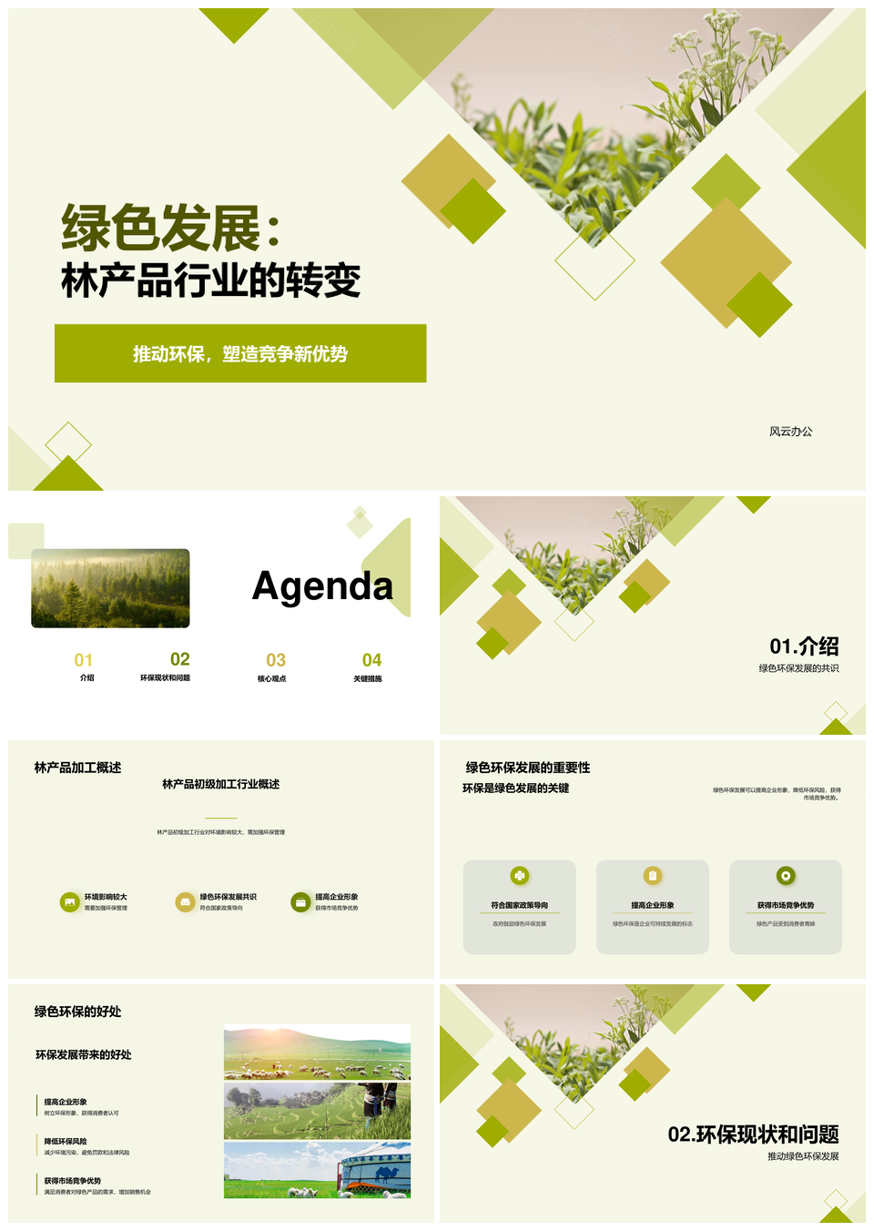 林产品初级加工绿色环保转型研讨PPT模板