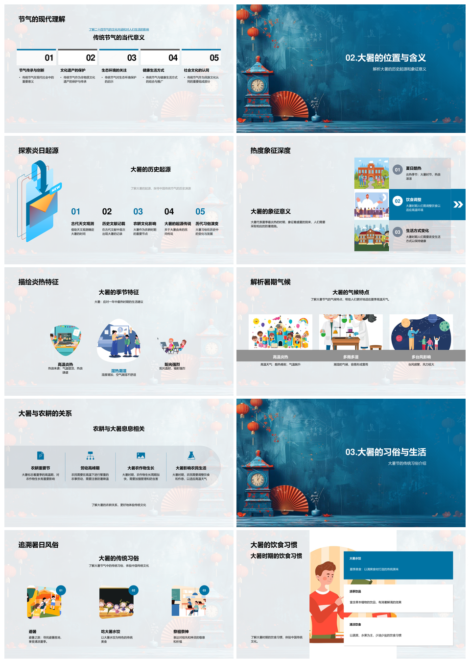 大暑节气农耕习俗与农事养生解析PPT模板
