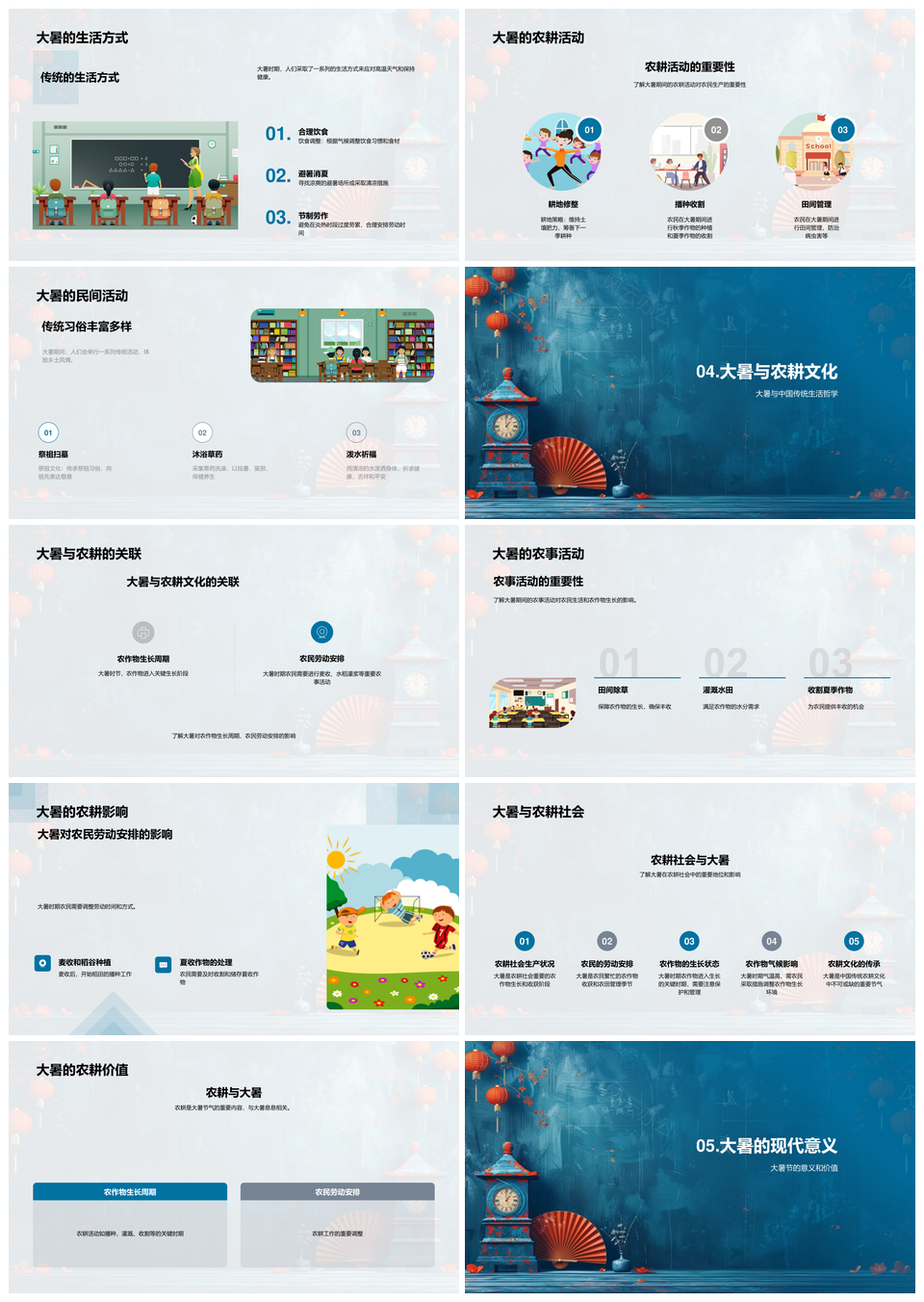 大暑节气农耕习俗与农事养生解析PPT模板