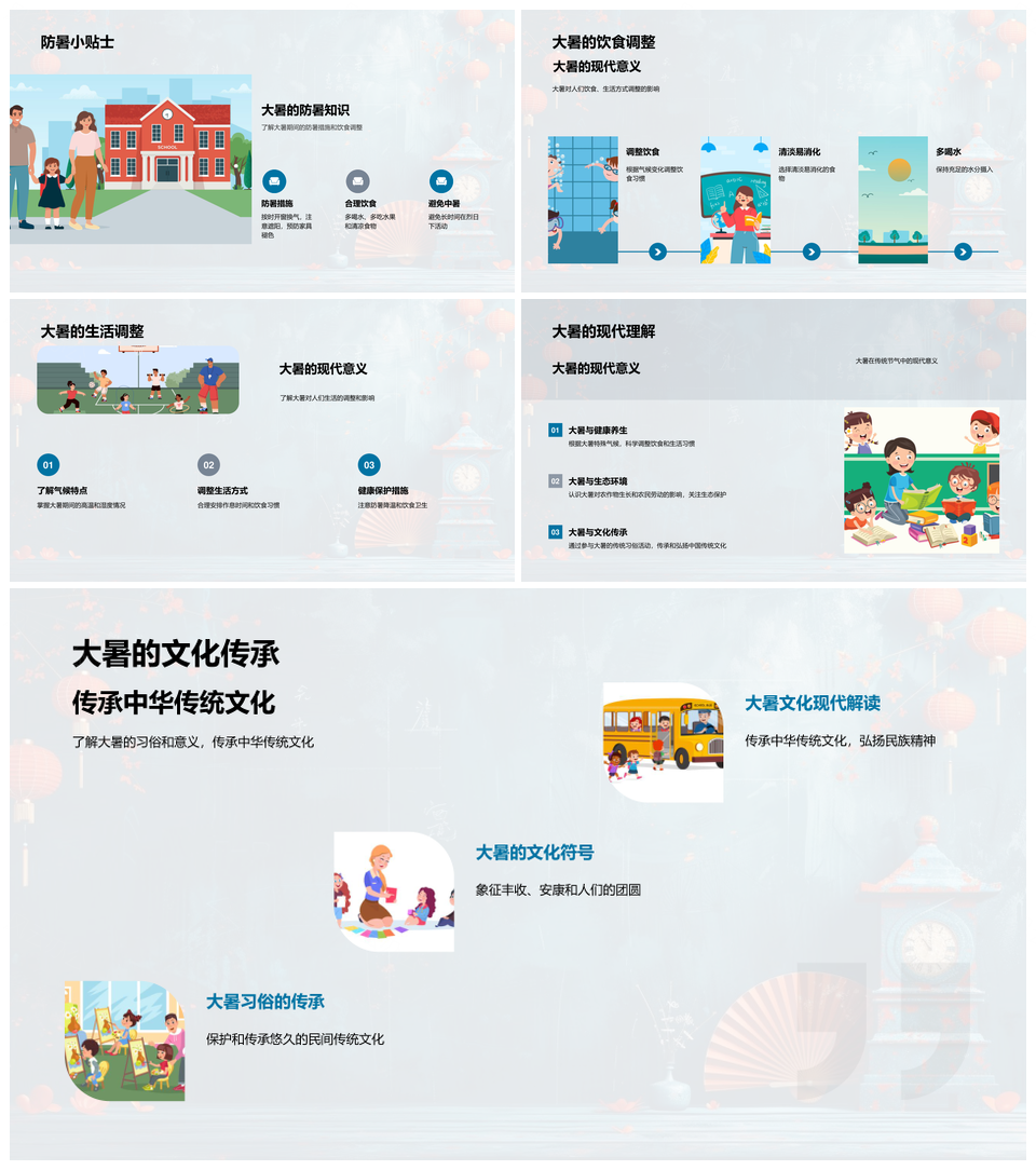 大暑节气农耕习俗与农事养生解析PPT模板