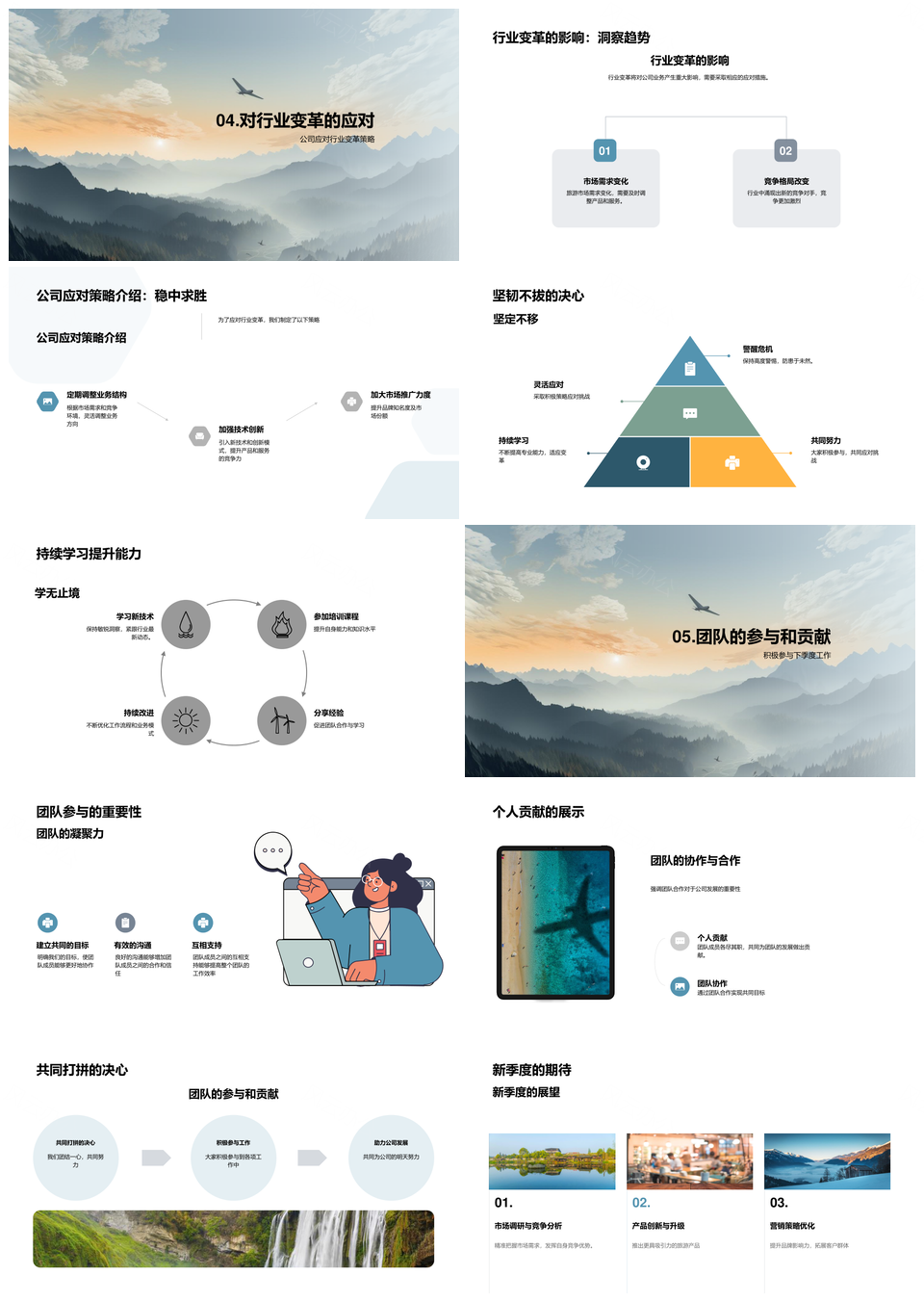 旅游业季度运营解析与下季山脉战略挑战展望PPT模板