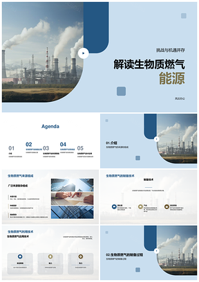 生物质燃气制备利用及清洁燃烧电力热力PPT模板