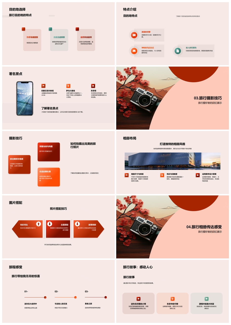 复古旅行相册图集记录美好旅程回忆PPT模板