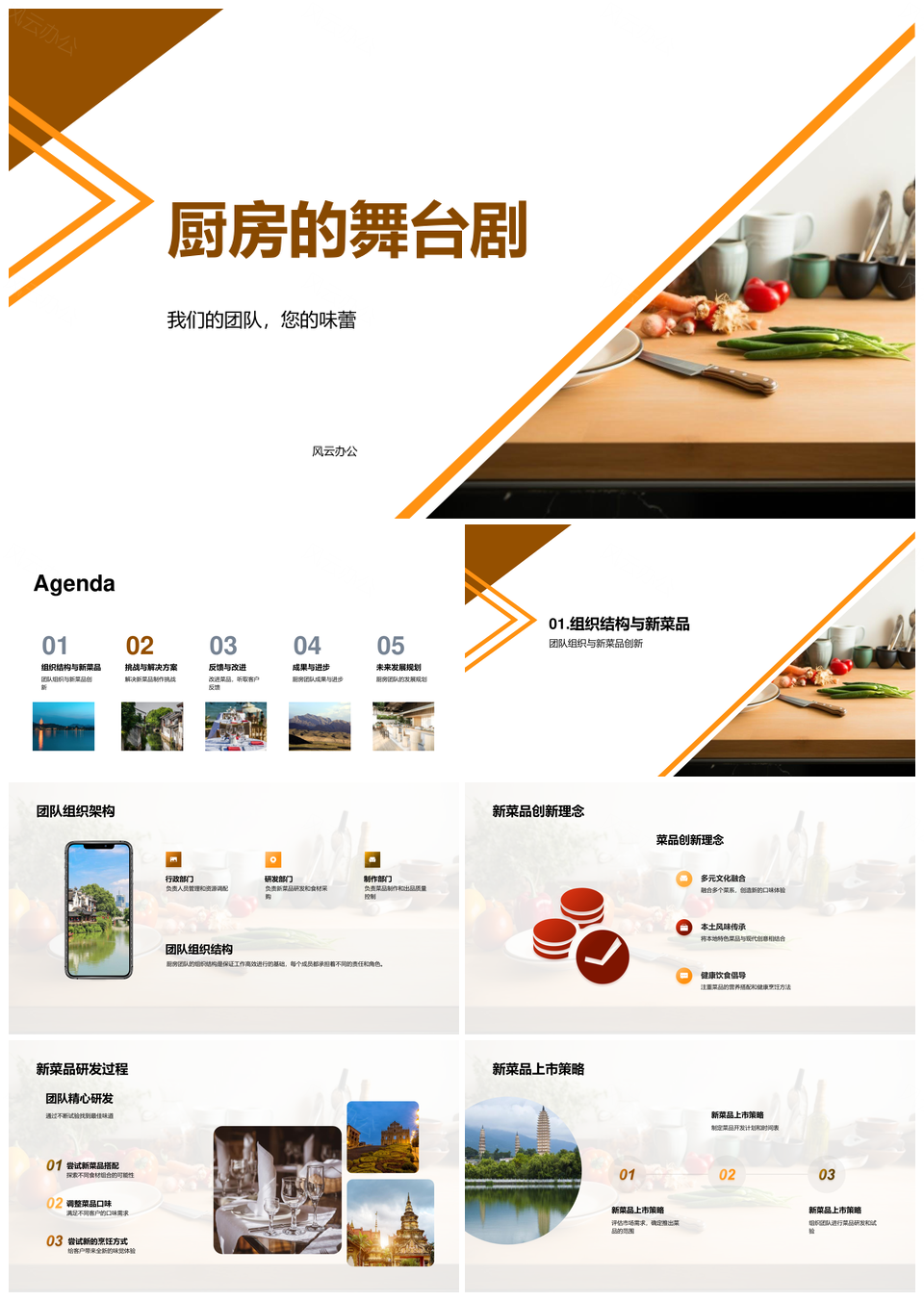 厨房团队季度总结新菜品客户反馈调味优化PPT模板
