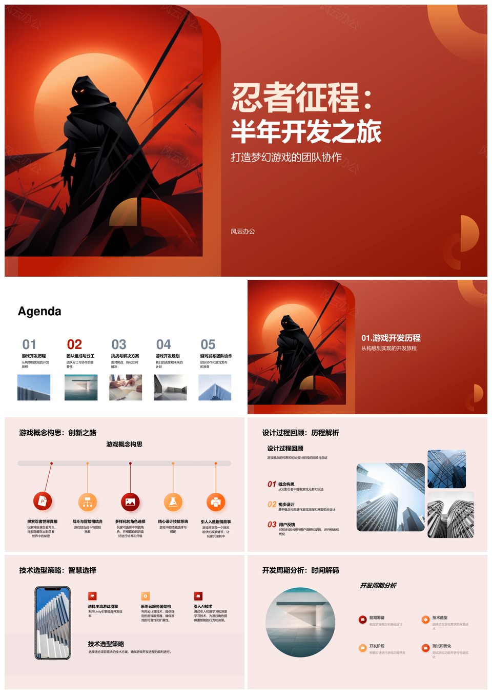 忍者征程半年开发团队协作技术选型挑战解决角色发布PPT模板