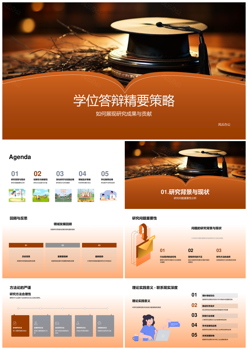 学位答辩研究成果创新贡献与策略PPT模板