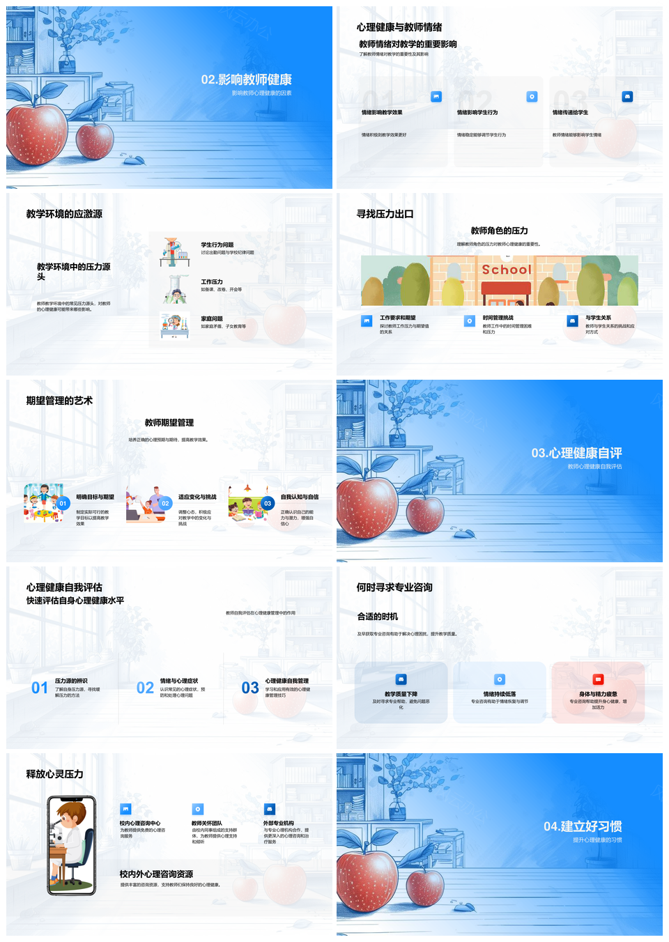 教师心理健康应激源角色压力与教学影响PPT模板